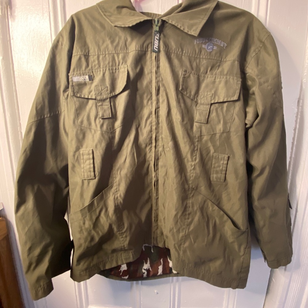 VINTAGE FUBU Army Fatigue Olive Green Jacket